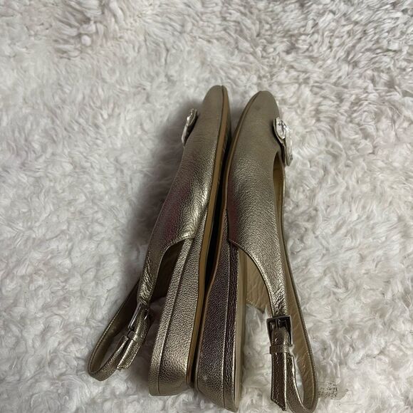 STUART WEITZMAN Rhinestone Gold Slingback Ballet Flats Shoes SZ9.5 - Picture 4 of 12